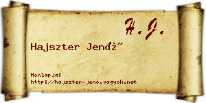 Hajszter Jenő névjegykártya